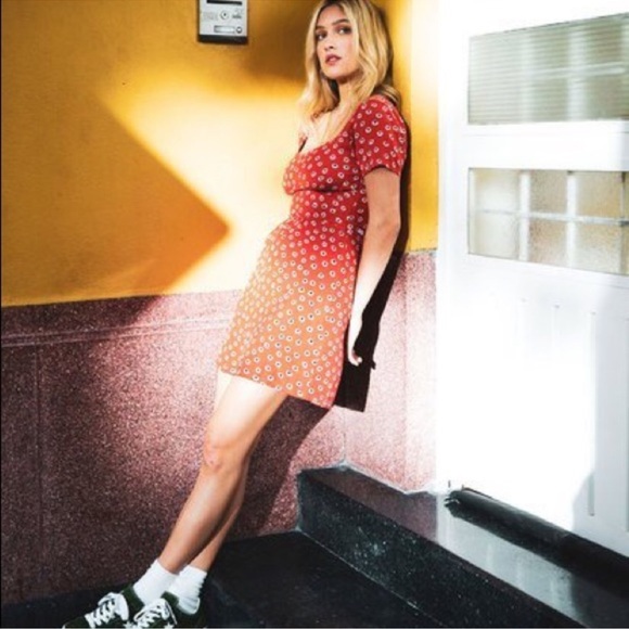 RVCA Dresses & Skirts - rvca • fenced dress red floral mini skater dress super cute aesthetic